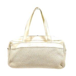 Auth Chanel Shoulder Bag White Fabric #44414C25
